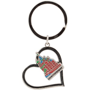 Брелок сердце с движ фигуркой СПб Спас серебро