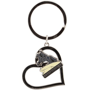 Брелок сердце с движ фигуркой СПб Медный серебро