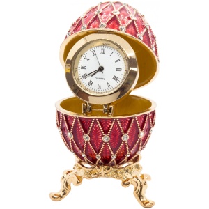 Яйцо Сетка 5 рядов 7см вставка часы красное