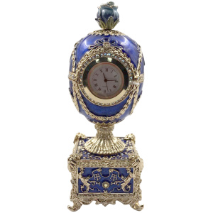 Яйцо С розой часы музыка музыкальное синее