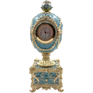 Яйцо С розой часы музыка голубое