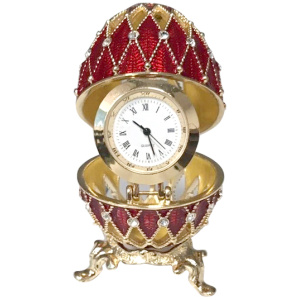 Яйцо Сетка ажурная вставка часы 7.5см красное