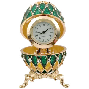 Яйцо Сетка ажурная вставка часы 7.5см зеленое