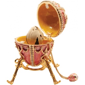 Яйцо С цветком с подвеской розовое