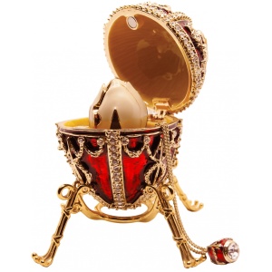 Яйцо С цветком с подвеской красное