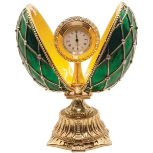 Яйцо Сетка часы со стразами зеленое