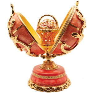 Яйцо Среднее двойное орнамент с корзиной розовое