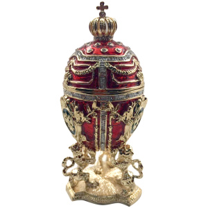 Яйцо Со львами малое красное