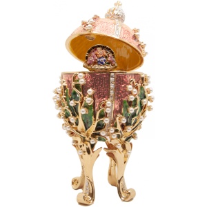 Яйцо музыкальное Ландыш с корзиночкой  розовое h12.3см