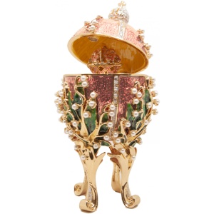 Яйцо музыкальное Ландыш с корзиной   розовое h12.3см