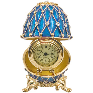 Яйцо Сетка 6см вставка часы голубое