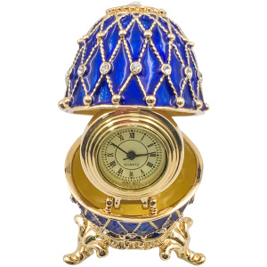 Яйцо Сетка 6см вставка часы синее