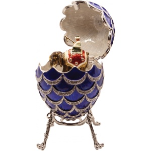 Яйцо Сосновая шишка вставка слон музыкальное 12см синее