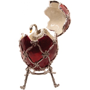 Яйцо Лебедь вставка лебедь 5.7см  красное