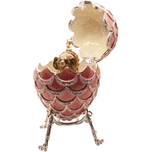 Яйцо Сосновая шишка вставка слон 5.7см розовое