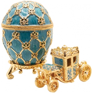 Яйцо С каретой новый размер голубое