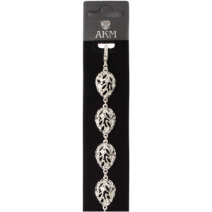 Браслет Ажурные листочки 18 см серебро