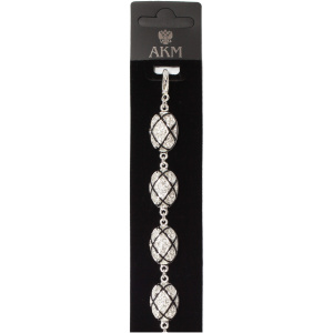 Браслет new серебро Ромбик 18 см черный