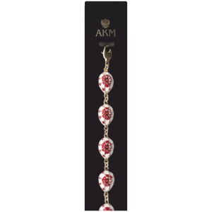 Браслет Цветок 20 см красный+белый