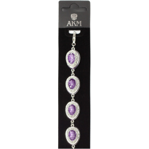 Браслет серебро Овал 20 см фиолетовый